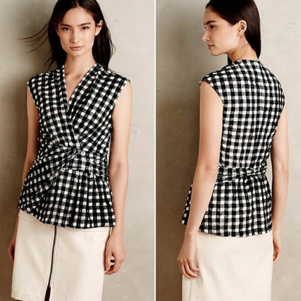 Anthropologie Deletta Delphine Gingham Sleeveless Top